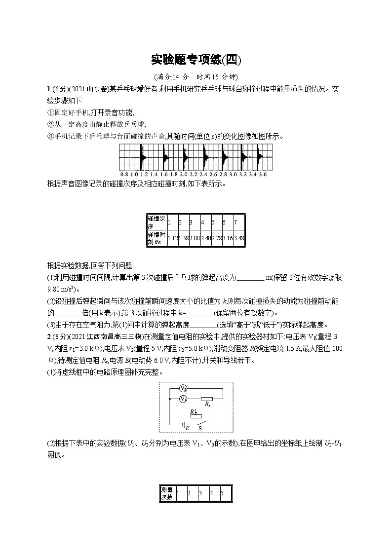 2024年高考物理二轮专项复习实验题专项练(四)(Word版附解析)第1页