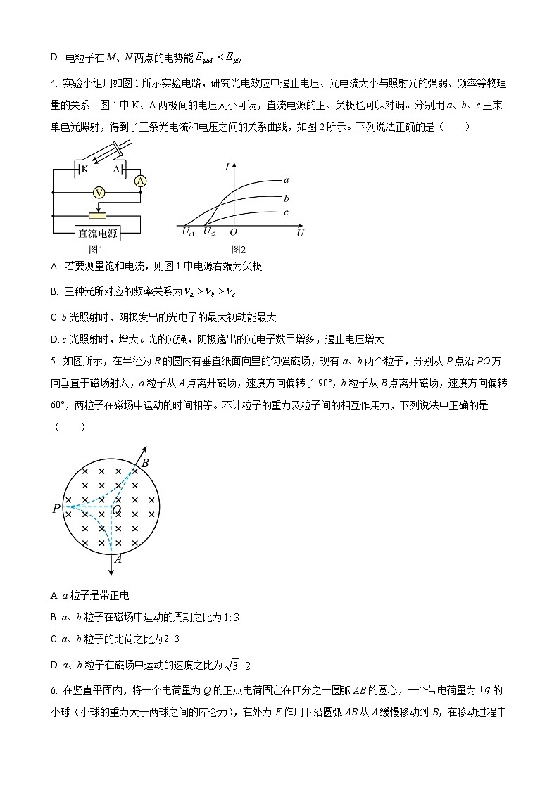 安徽省池州市2023-2024学年高三下学期开学考试物理试题 Word版无答案第2页