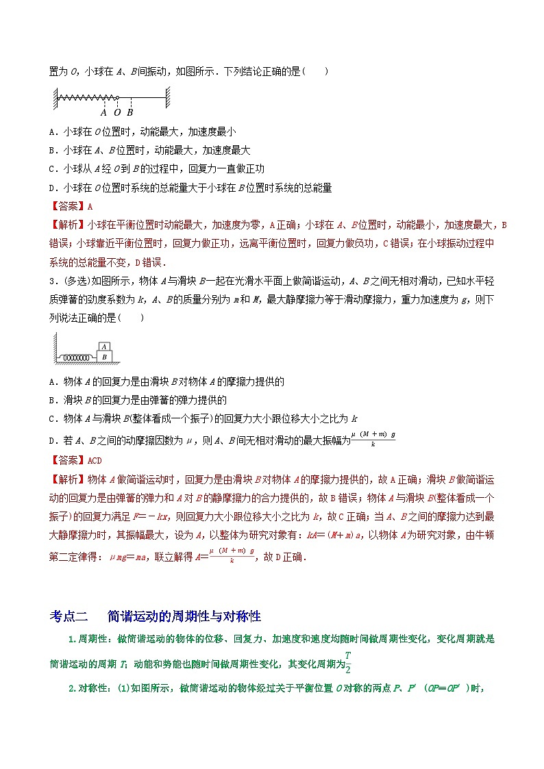 专题46简谐运动-2023届高三物理一轮复习重难点逐个突破02