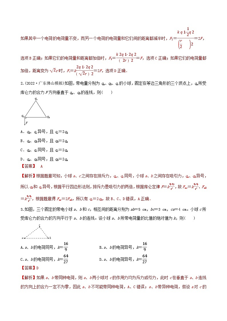 专题49电场力的性质-2023届高三物理一轮复习重难点逐个突破02