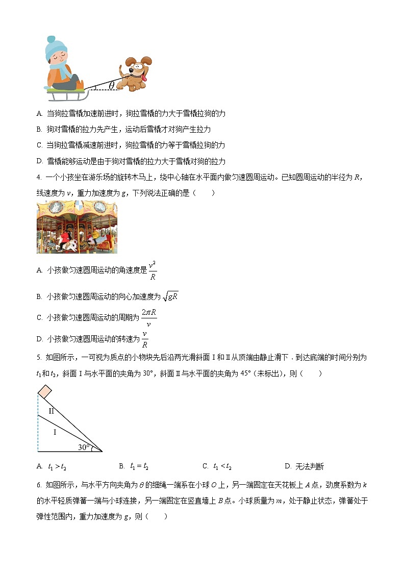 四川省广安市岳池中学2023-2024学年高一下学期开学考试物理试卷 Word版无答案第2页