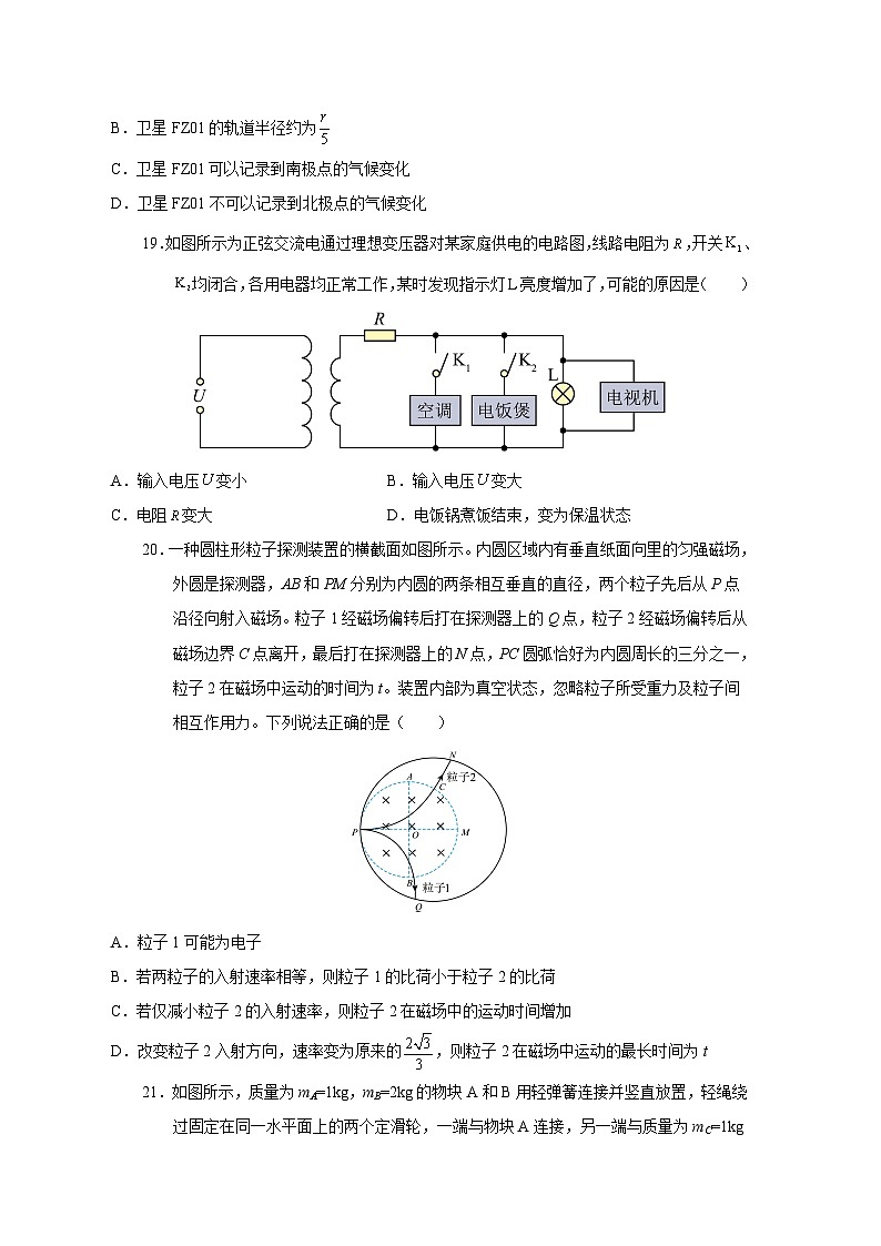 2024年高考第二次模拟考试卷:物理(全国卷)(考试卷版A4版)第3页