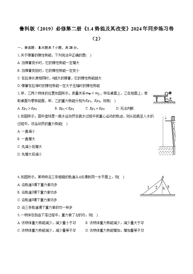 鲁科版(2019)必修第二册《1.4 势能及其改变》2024年同步练习卷(2)(含解析)第1页