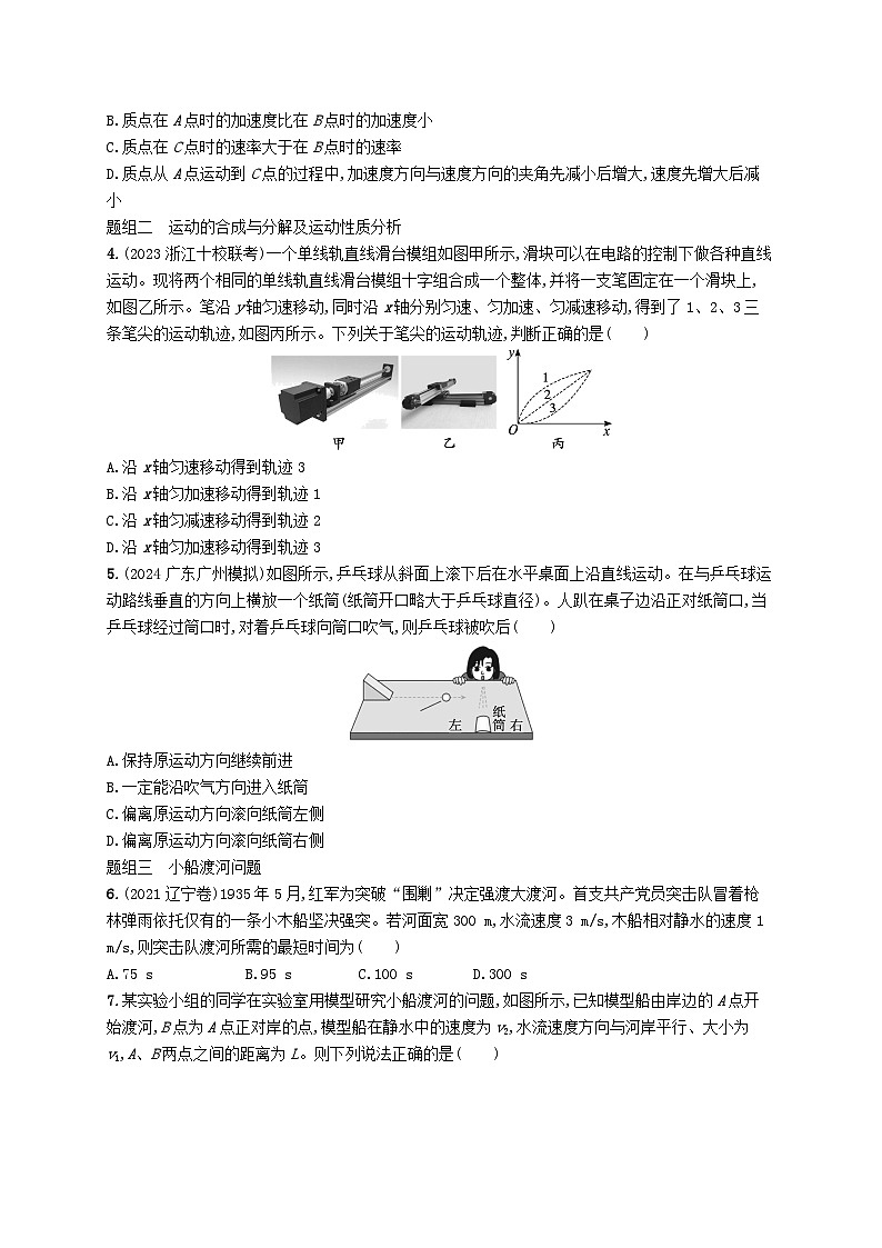 备战2025届新高考物理一轮总复习练习第4章抛体运动与圆周运动第1讲曲线运动运动的合成与分解02