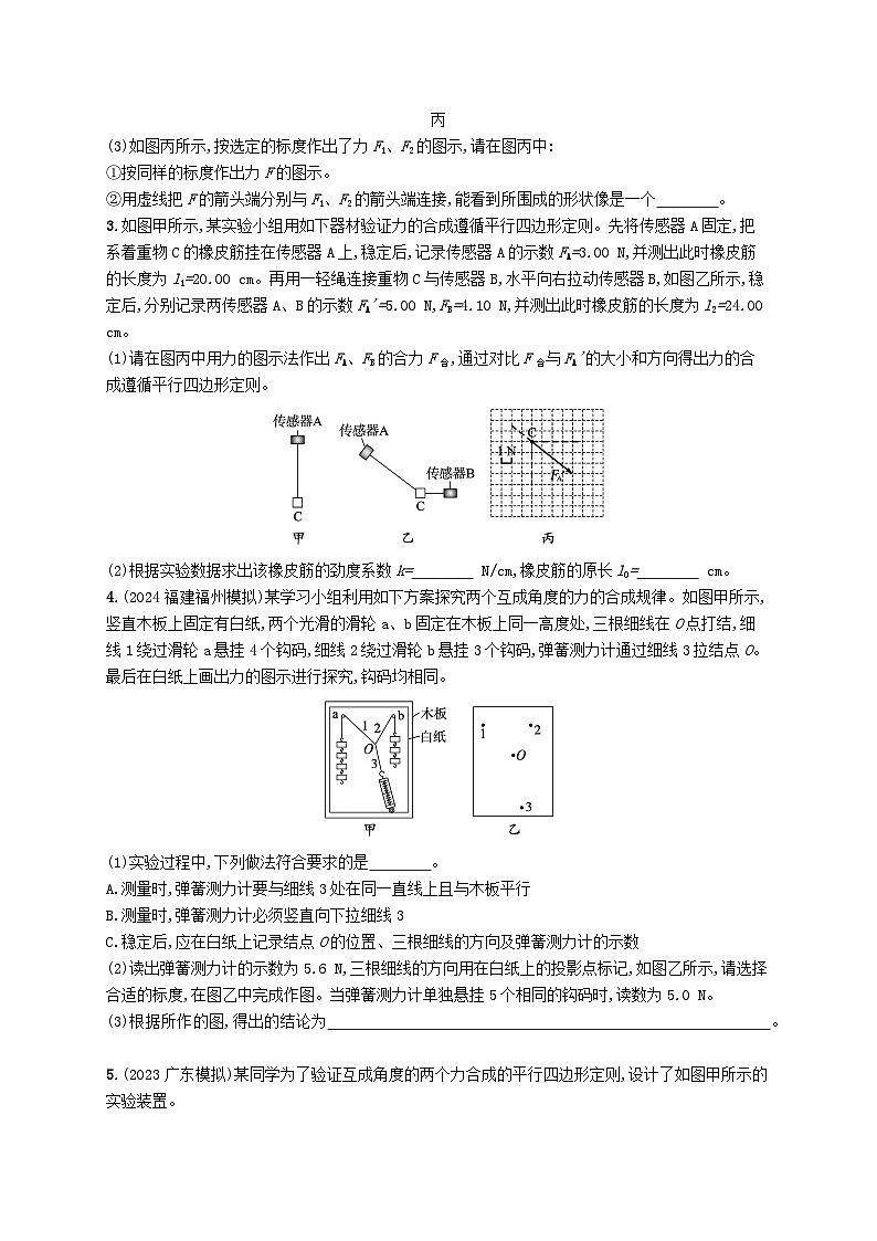 备战2025届新高考物理一轮总复习练习第2章相互作用第7讲实验探究两个互成角度的力的合成规律第2页