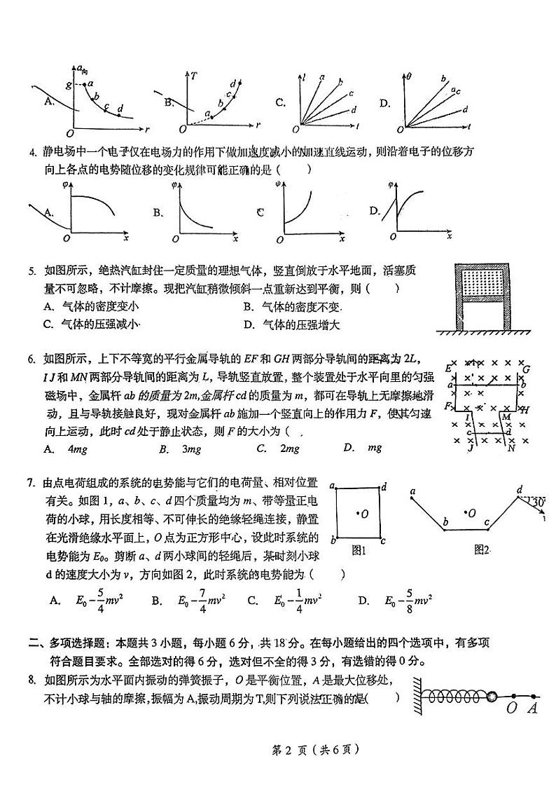 2024届江西省鹰潭市高三下学期第一次模拟考试物理试题第2页