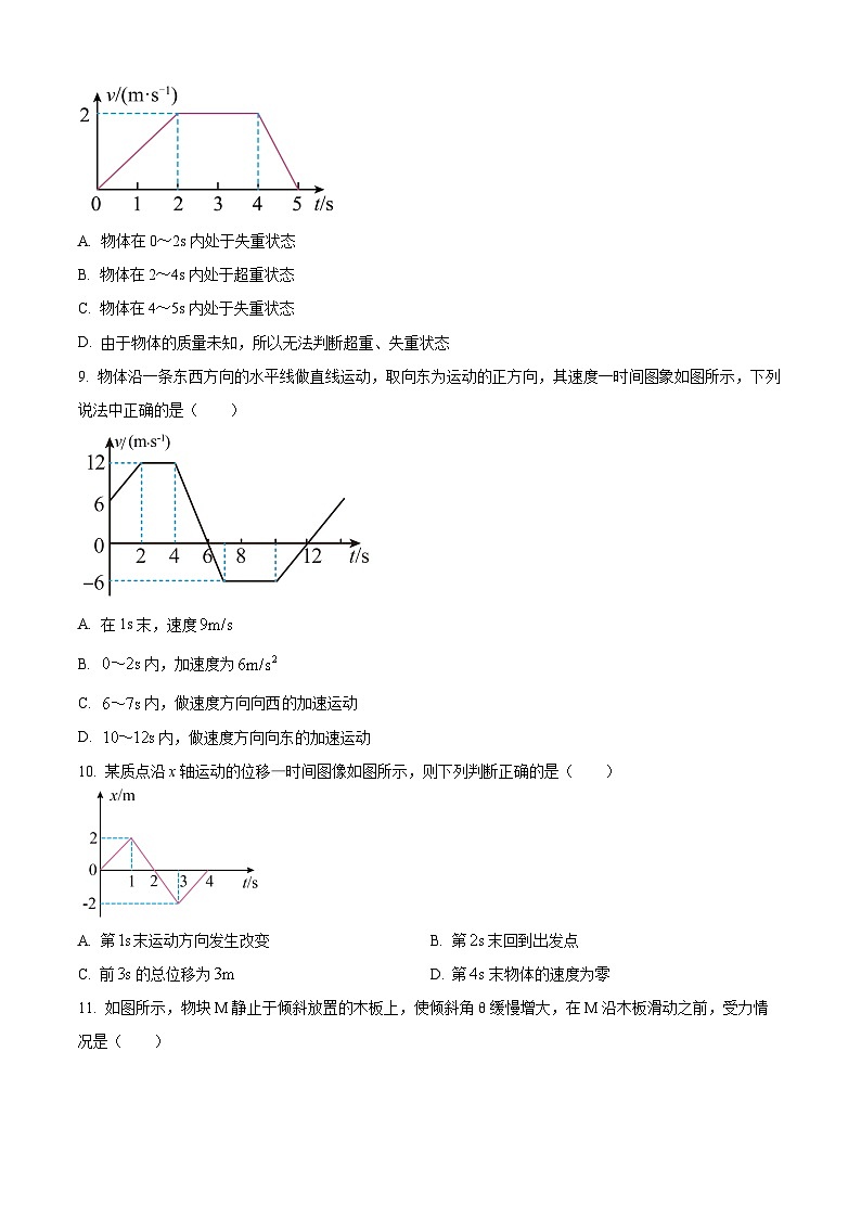 甘肃省兰州市第五十五中学2023-2024学年高一下学期开学测试物理试卷(Word版含解析)03
