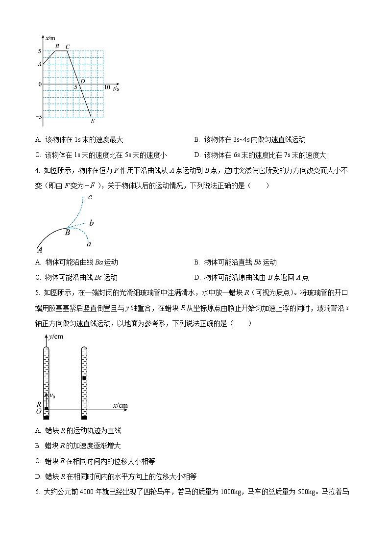 广西部分学校2023-2024学年高一下学期开学考试物理试卷(Word版含解析)02