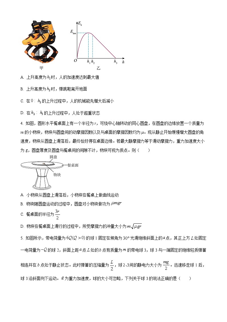 2024届湖南省衡阳市第八中学高考适应性检测物理试卷(一)无答案第2页