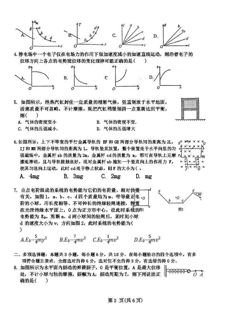 江西省鷹潭市2024屆高三下學期第一次模擬考試物理試題（Word版附解析）第2頁