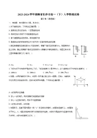 2023-2024学年湖南省长沙市高一(下)入学物理试卷(含解析)
