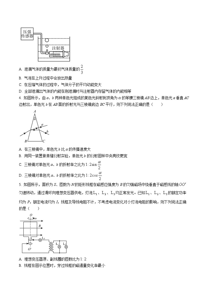 2024届河北省保定一中等部分高中高三下学期一模物理试题(Word版)02