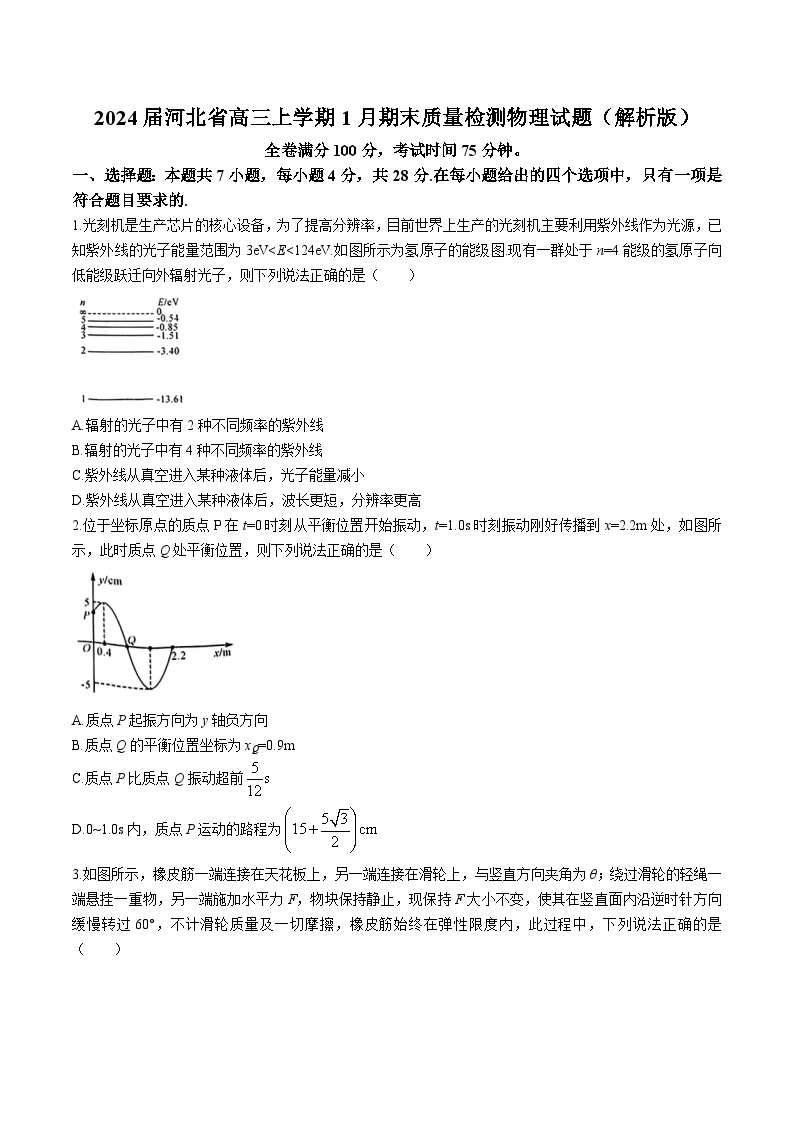2024届河北省高三上学期1月期末质量检测物理试题（解析版）