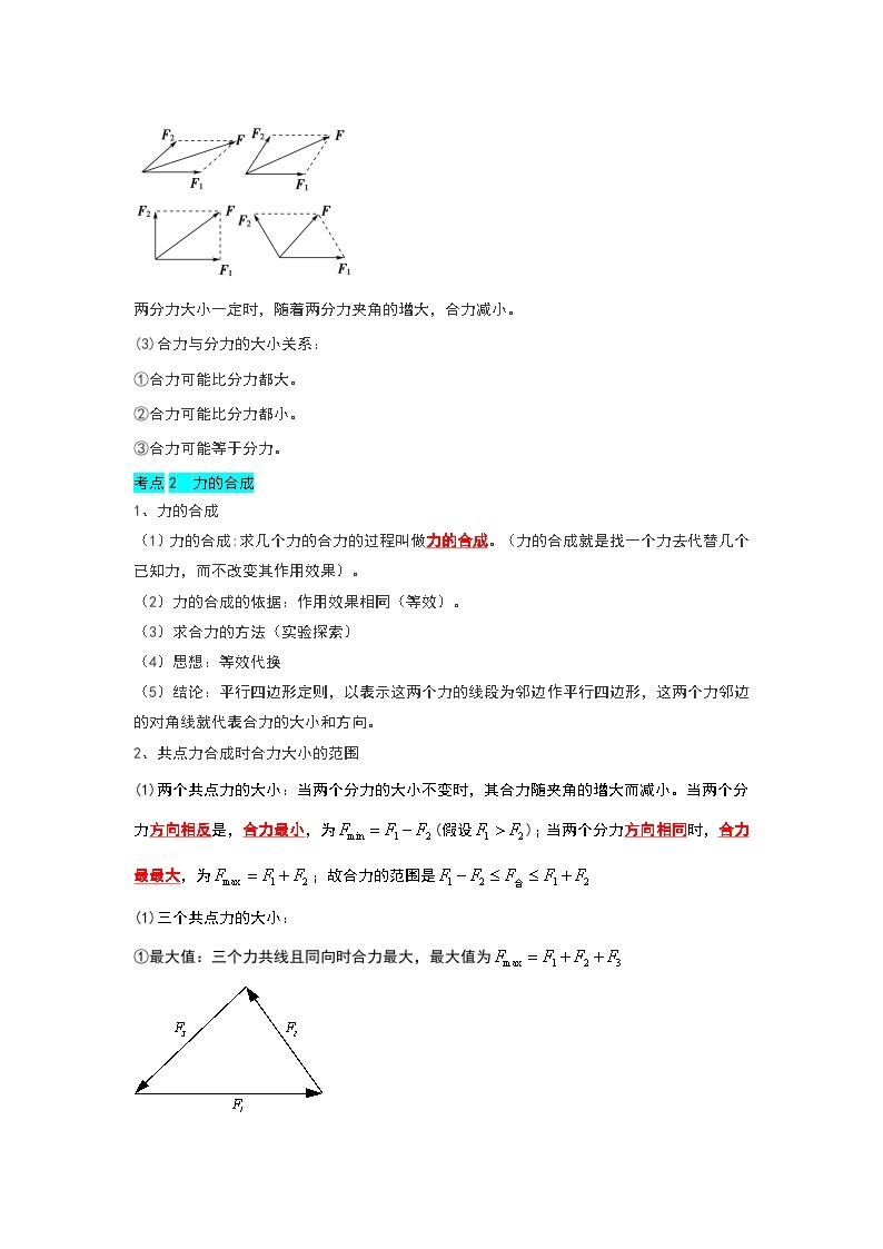 3.4力的合成和分解（第1课时）（考点解读）-2024-2025学年高中物理同步高频考点专题训练（人教版必修第一册）02