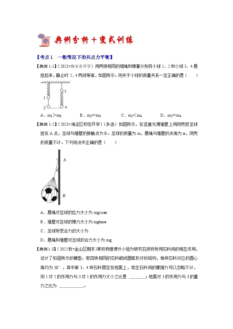 3.5共点力的平衡（考点解读）-2024-2025学年高中物理同步高频考点专题训练（人教版必修第一册）03