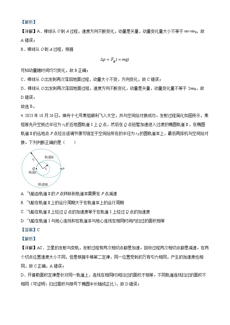 重庆市第一中学2023-2024学年高三下学期3月月考物理试卷试卷(Word版附解析)03