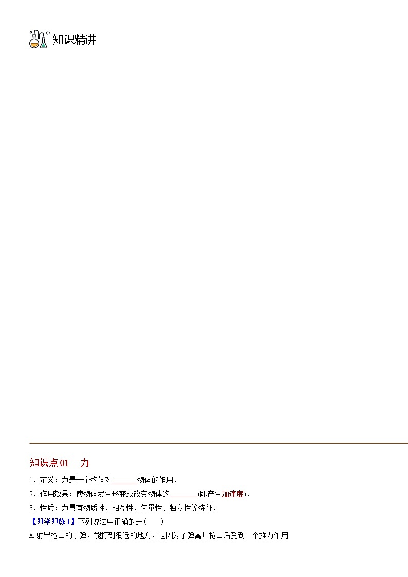 人教2019必修第一册高一物理同步精品讲义第1节重力与弹力(学生版+解析)第3页