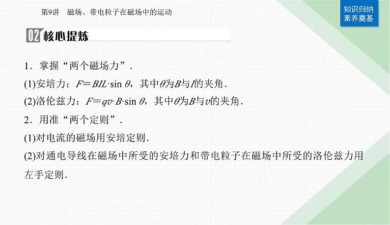 2024届高考物理二轮复习第9讲磁场、带电粒子在磁场中的运动课件第3页