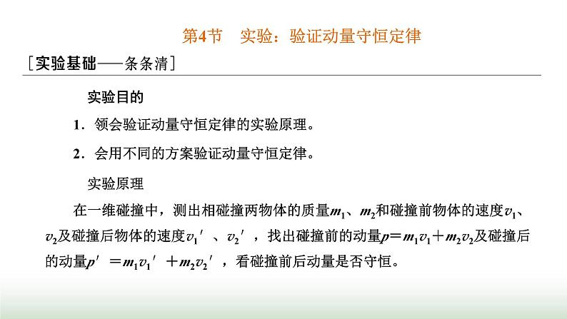 人教版高中物理选择性必修第一册第一章动量守恒定律第四节实验:验证动量守恒定律课件01