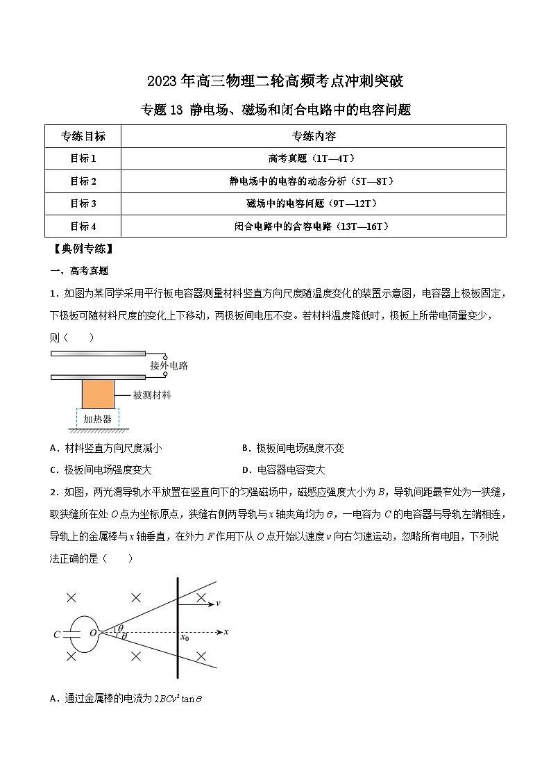 高三物理二轮高频考点冲刺突破专题13静电场、磁场和闭合电路中的电容问题(原卷版+解析)第1页
