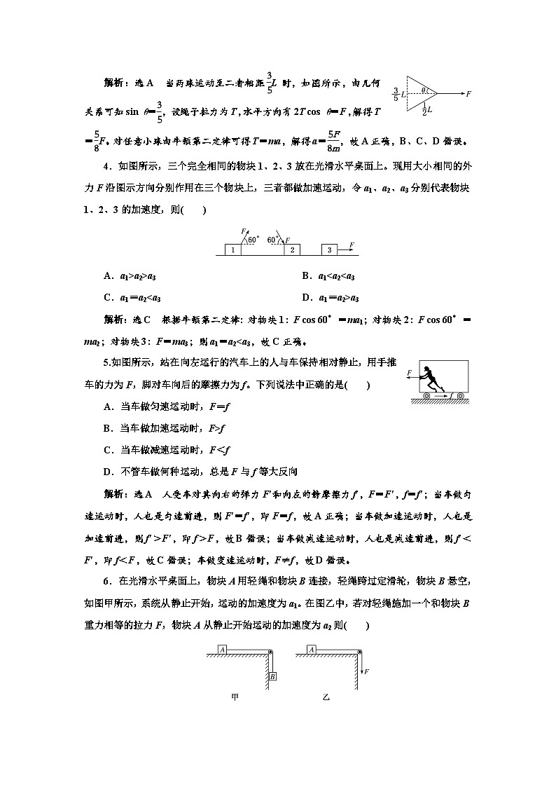 粤教版高中物理必修第一册课时跟踪检测(二十三)牛顿第二定律含答案02