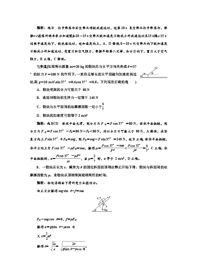 粤教版高中物理必修第一册课时跟踪检测(二十五)牛顿运动定律的应用含答案03