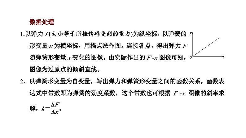 粤教版高中物理必修第一册第三章相互作用第二节第2课时实验:探究弹簧弹力的大小与伸长量之间的定量关系课件第6页
