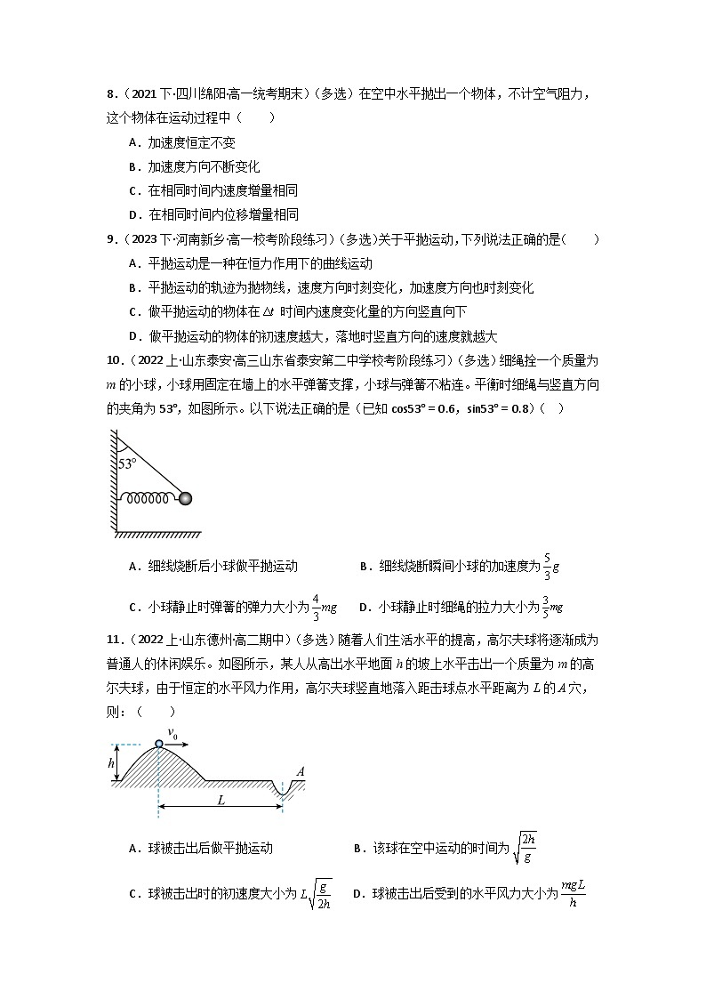 5.3 实验 探究平抛运动的特点(专题训练)(原卷版)第3页