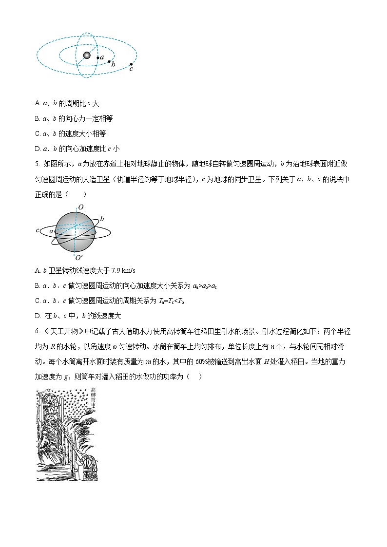 江苏省张家港市常青藤实验中学2023-2024学年高一下学期3月阶段性测试物理试卷(原卷版)第2页