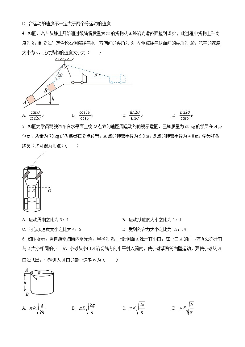 重庆市万州第二高级中学2023-2024学年高一下学期3月月考物理试题(原卷版)第2页