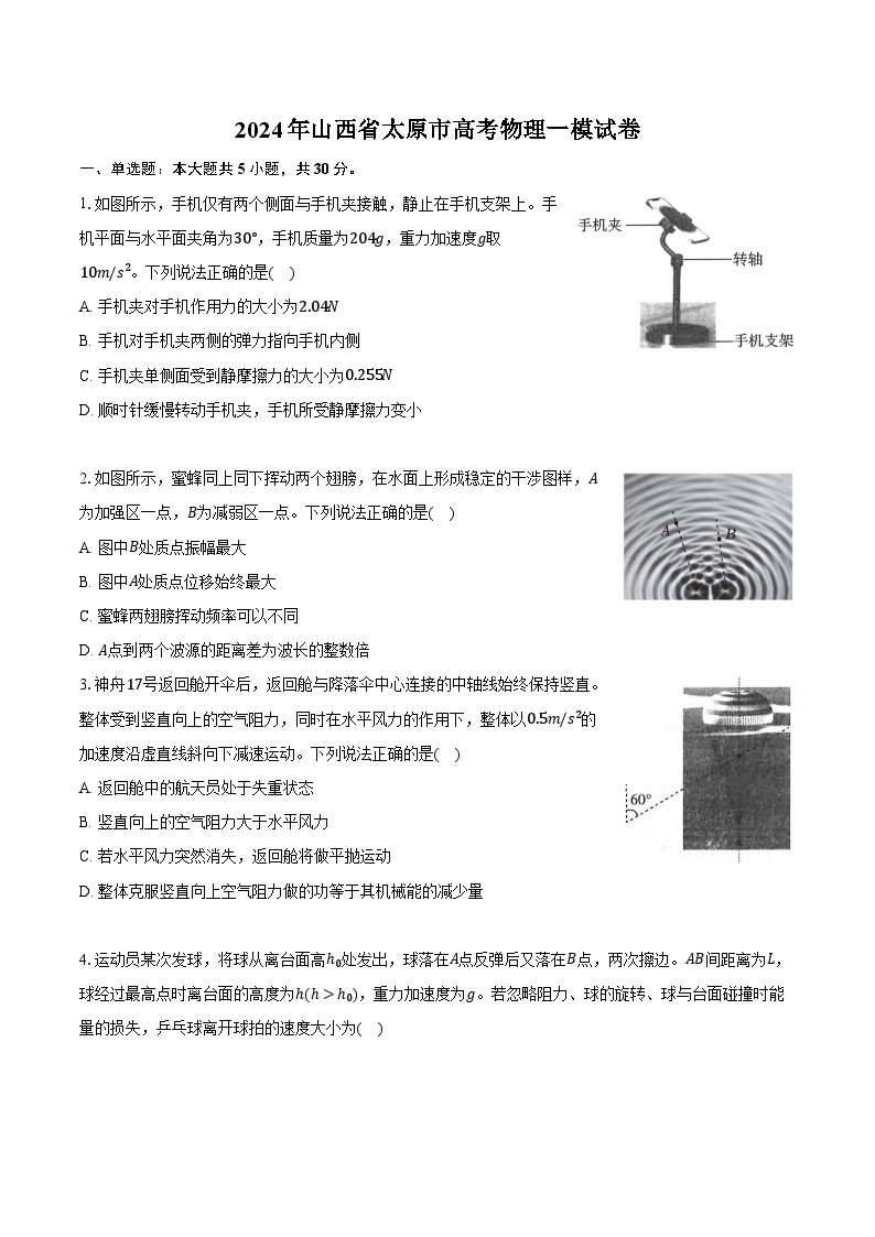 2024年山西省太原市高考物理一模试卷(含解析）01