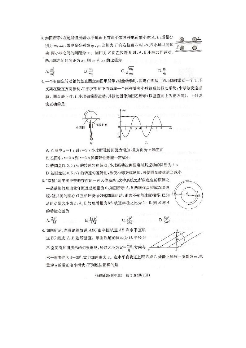 2024湖南师大附中高三下学期月考(七)物理PDF版含解析第2页