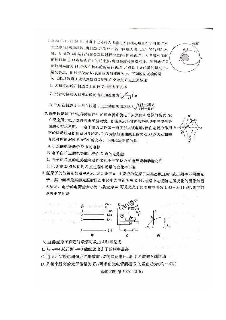 高三物理试题第2页