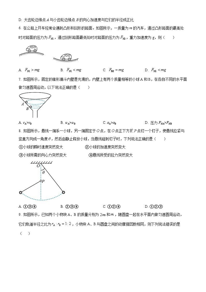 江苏省扬州市江都区邵伯高级中学2023-2024学年高一下学期3月阶段检测物理试卷(原卷版+解析版)02
