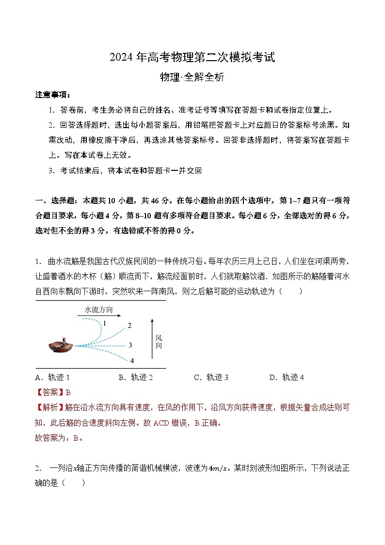 2024年高考第二次模拟考试:物理(辽宁卷)(解析版)第1页
