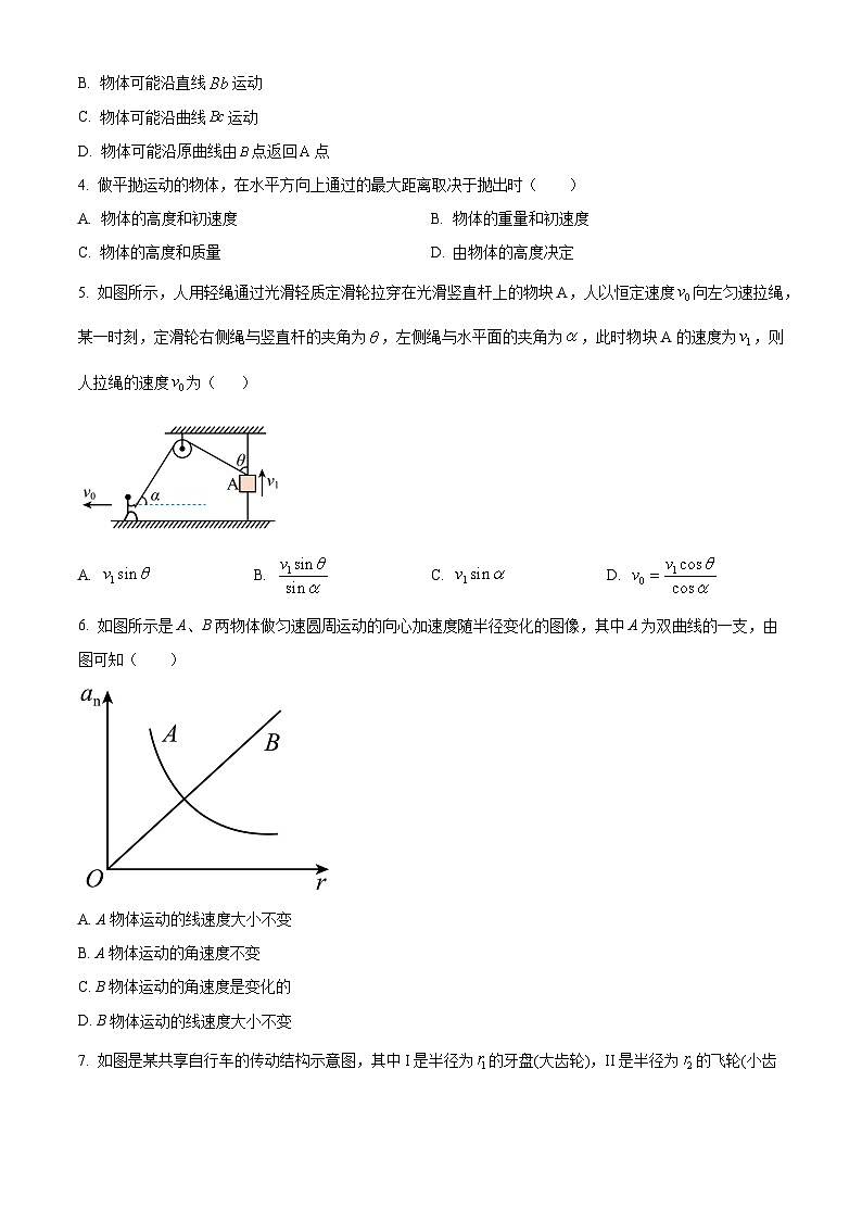四川省南充市嘉陵第一中学2023-2024学年高一下学期3月月考物理试题(原卷版)第2页