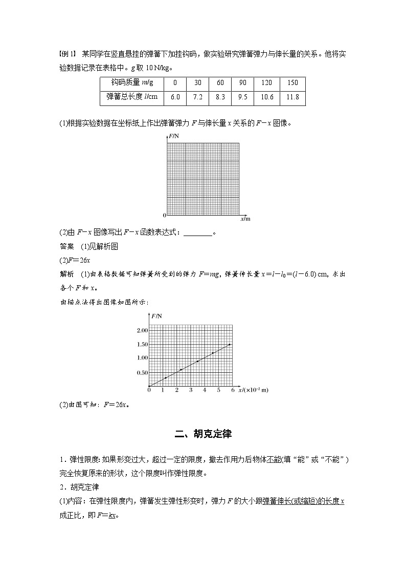 2024年高中物理新教材同步学案 必修第一册第3章 1 第2课时 实验:探究弹簧弹力与形变量的关系 胡克定律(含解析)第3页