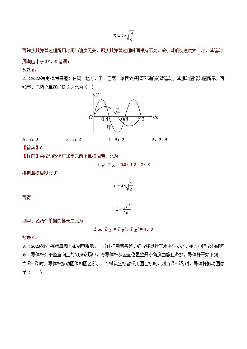 专题17  机械振动与机械波  学易金卷:三年(2021-2023)高考物理真题分项汇编(全国通用)(解析版)  第2页