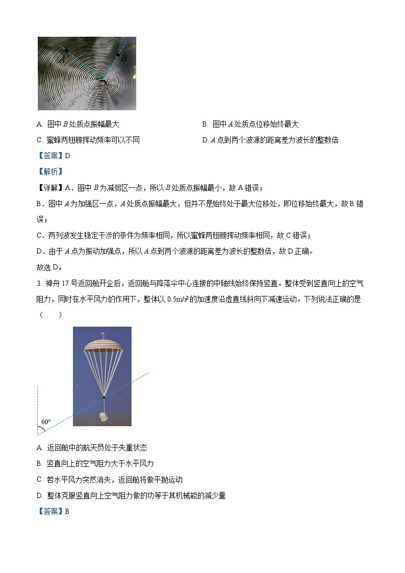 2024届山西省太原市高三高三下学期一模理综试卷-高中物理(原卷版+解析版)02