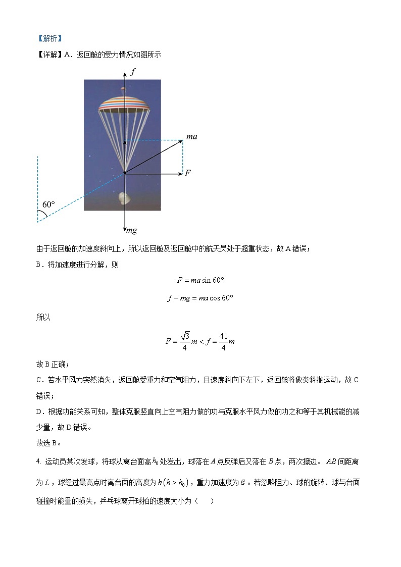 2024届山西省太原市高三高三下学期一模理综试卷-高中物理(原卷版+解析版)03