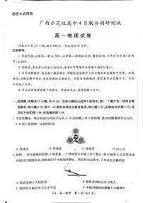 廣西示范性高中2023-2024學(xué)年高一下學(xué)期4月聯(lián)合調(diào)研測(cè)試（期中）物理試卷