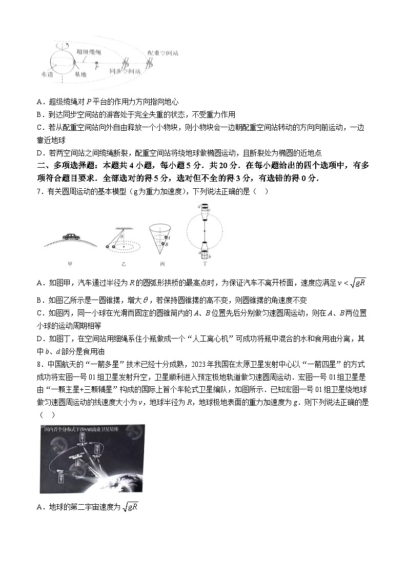 湖南省多校2023-2024学年高一下学期期中联考物理试题(Word版附解析)03