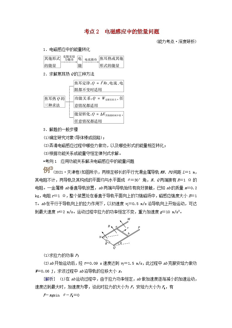 2025版高考物理一轮总复习考点突破训练题第12章电磁感应专题强化18电磁感应中的动力学和能量问题考点2电磁感应中的能量问题第1页