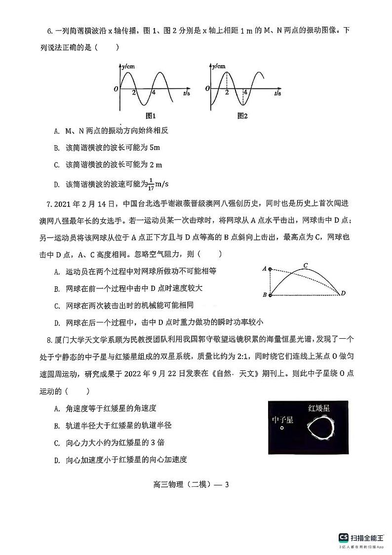 辽宁高三重点高中协作校七模联考物理试卷第3页