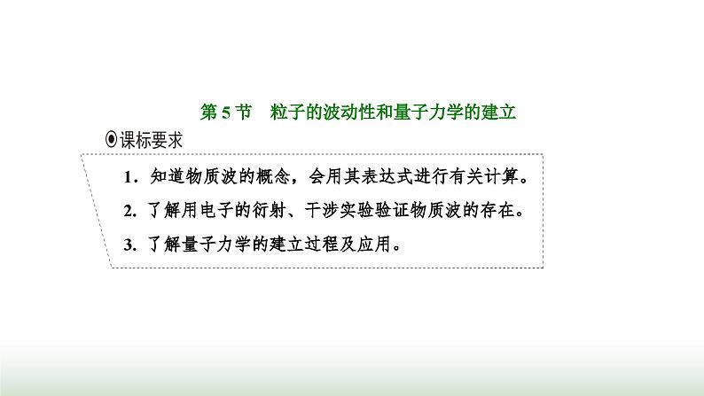 人教版高中物理选择性必修第三册第四章原子结构和波粒二项性第五节粒子的波动性和量子力学的建立课件第1页