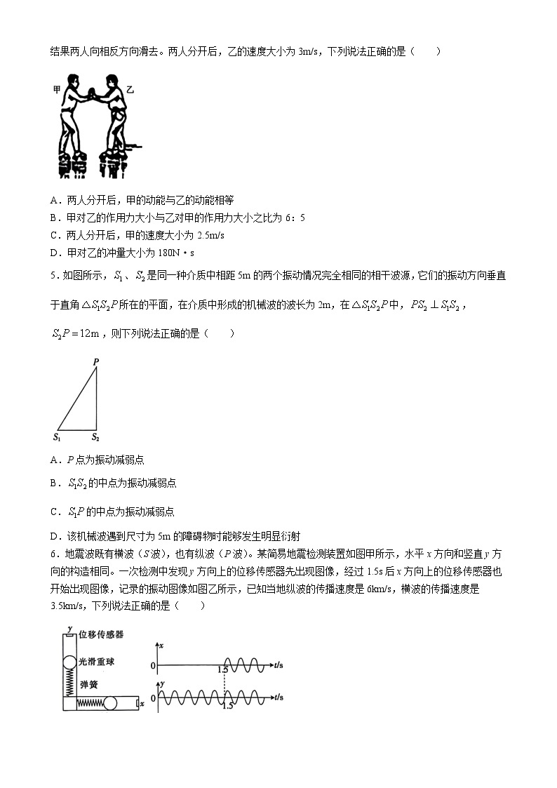 河北省沧州市沧衡学校联盟2023-2024学年高二下学期4月期中考试物理试题02