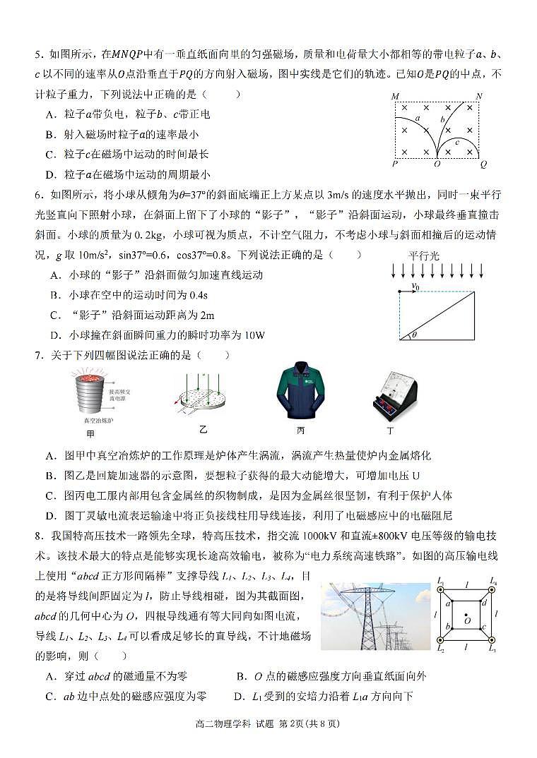 浙江省山海协作体2023-2024学年高二下学期4月期中物理试题02