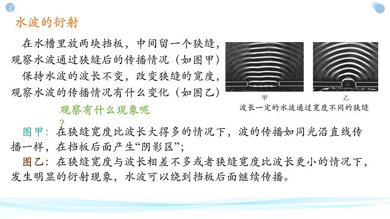 3.3+波的反射、折射和衍射.+课件-2023-2024学年高二上学期物理人教版(2019)选择性必修第一册第7页