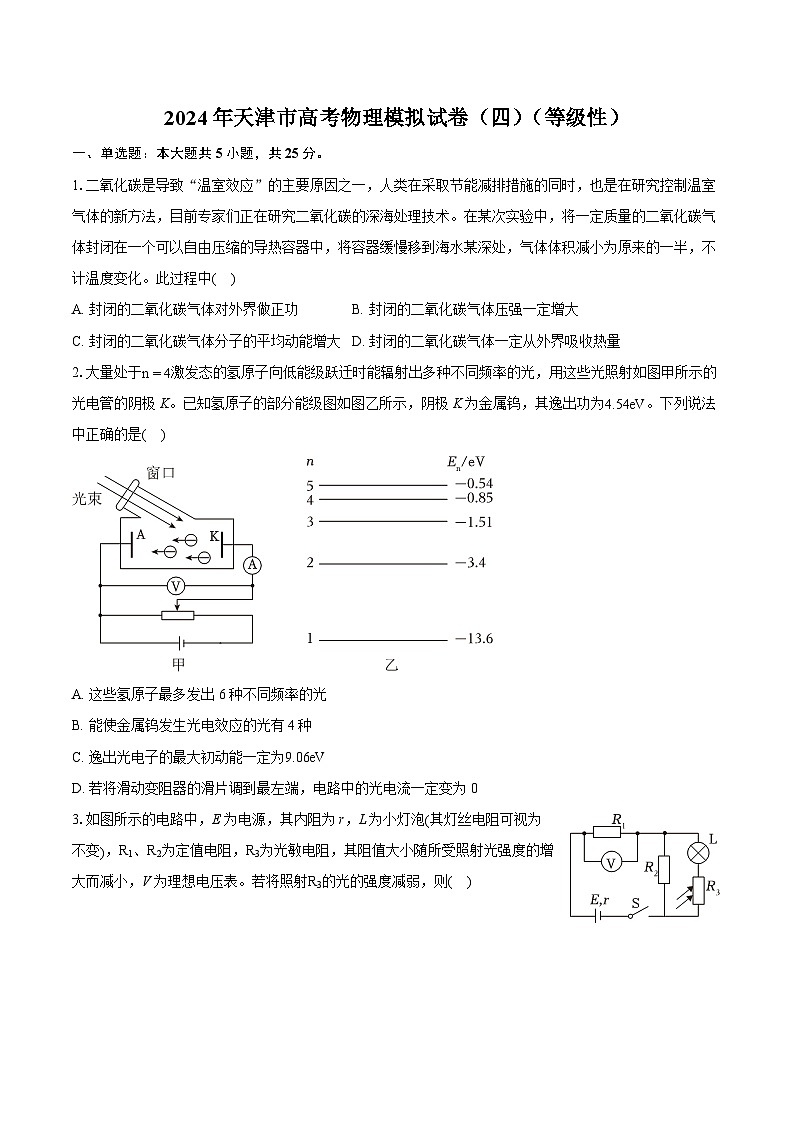 2024年天津市高考物理模拟试卷(四)(等级性)(含详细答案解析)第1页