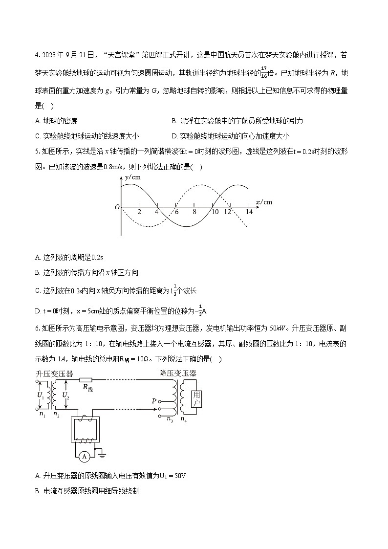 2024年山西省吕梁市高考物理一模试卷(含详细答案解析)第2页